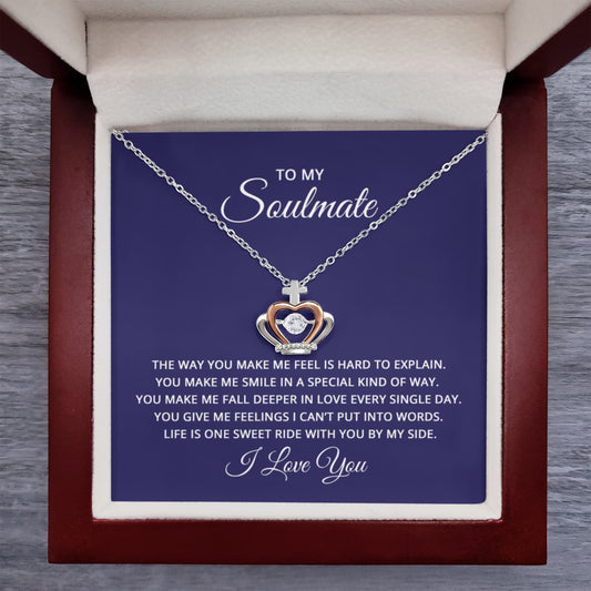 To My Soulmate Necklace - Soulmate Gift for Her for Valentine’s Day & Every Day Love - Crown Pendant Necklace
