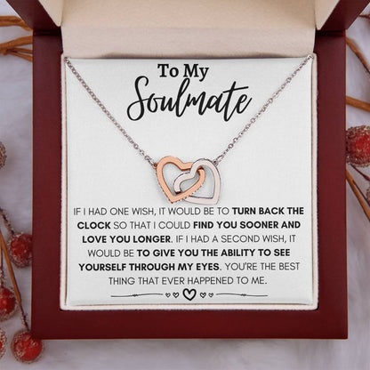 To My Soulmate Necklace - Romantic Soulmate Gift for Her for Christmas & Holiday Gifting - Interlocking Hearts Necklace