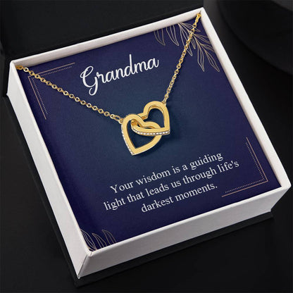 Gift for Grandma - Life's Darkest Moments - Interlocking Hearts Necklace