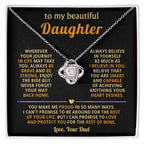 To My Daughter Necklace – Graduation & Christmas Gift from Dad – Love Knot Necklace