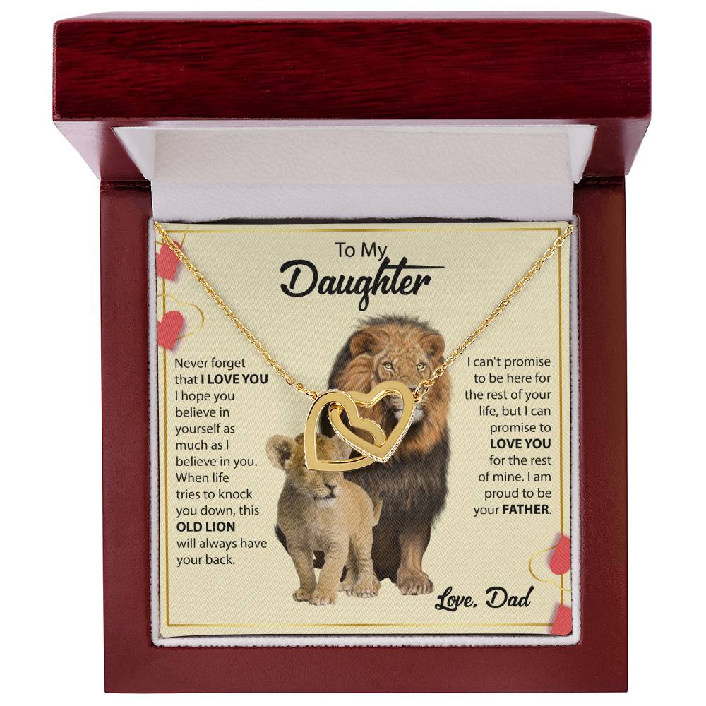 To My Daughter Necklace - Heartfelt Gift from Dad for Birthday, Graduation & Proud Dad Moments - Interlocking Hearts Necklace