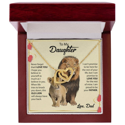 To My Daughter Necklace - Heartfelt Gift from Dad for Birthday, Graduation & Proud Dad Moments - Interlocking Hearts Necklace