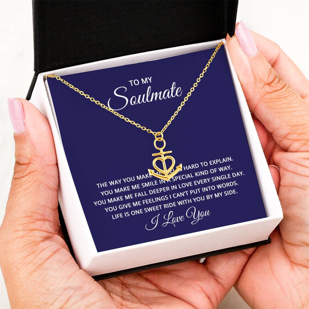 To My Soulmate Necklace - Romantic Gift for Valentine’s Day & Relationship Milestones - Anchor Pendant Necklace
