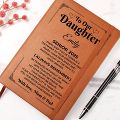 Personalized Graduation Gift for Daughter, Graphic Leather Journal for Daughter, Inspirational Keepsake