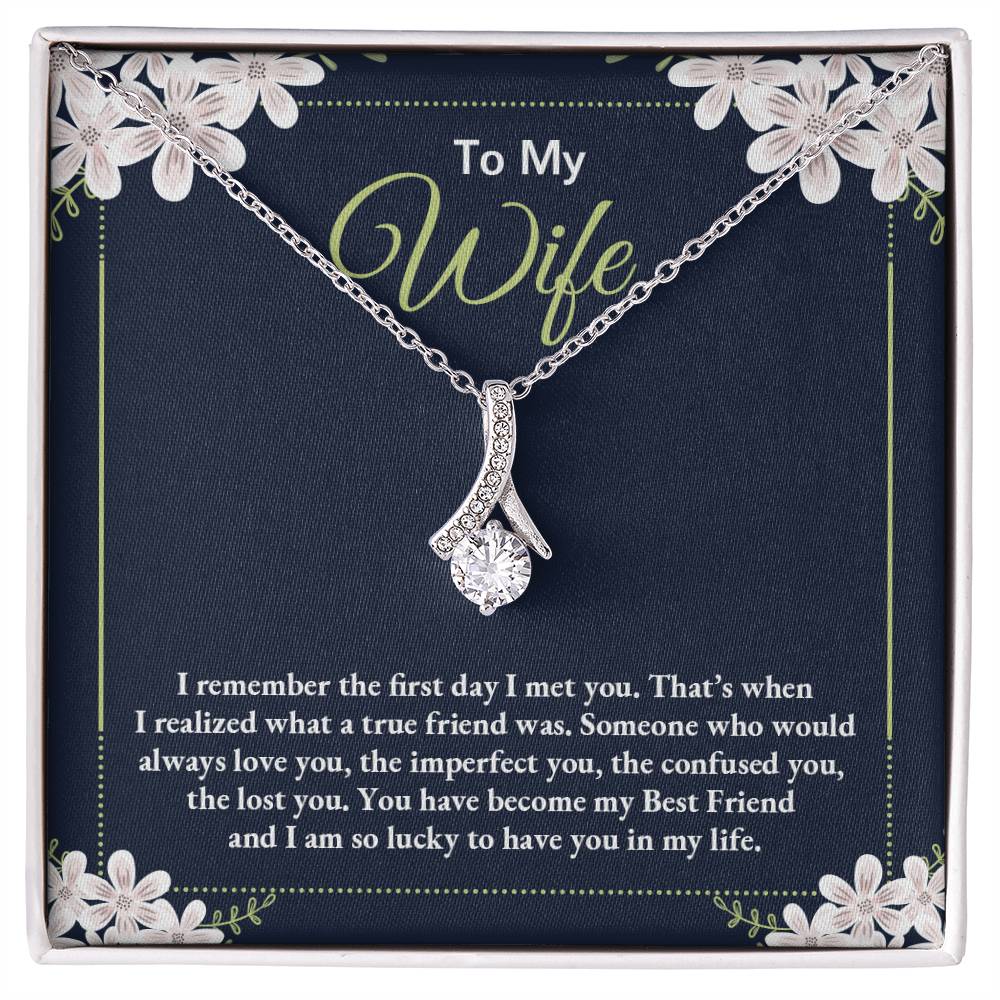 To My Wife Necklace - Special Love Jewelry for Wife from Husband for Birthday, Anniversary & Valentine’s Day - Alluring Beauty Necklace