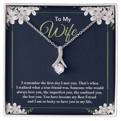 To My Wife Necklace - Special Love Jewelry for Wife from Husband for Birthday, Anniversary & Valentine’s Day - Alluring Beauty Necklace