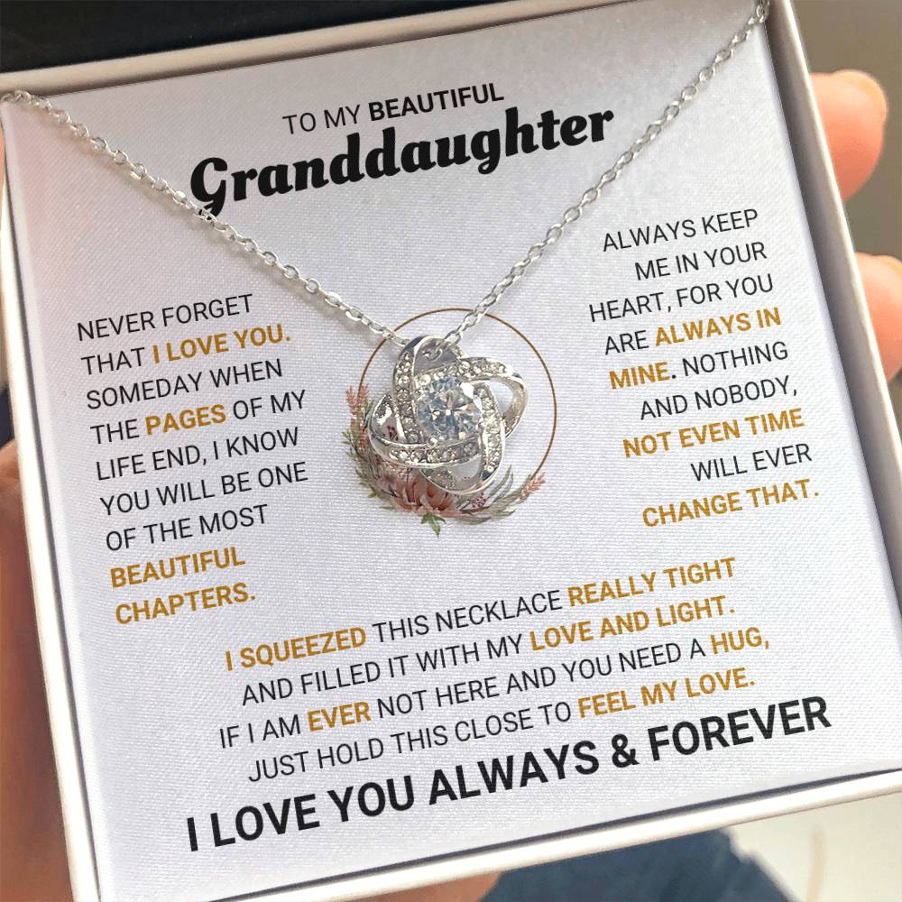 To My Granddaughter Necklace – Birthday & Graduation Gift Jewelry – Love Knot Necklace