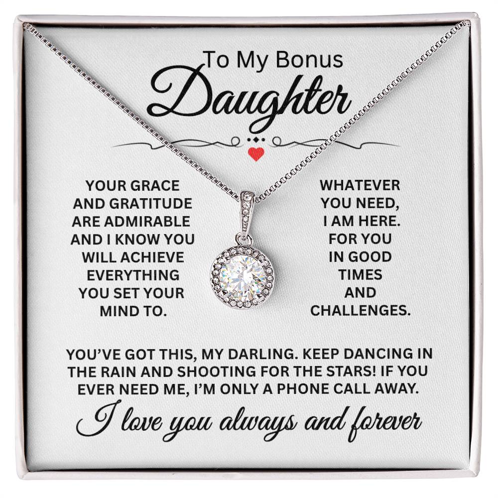 To My Bonus Daughter - Eternal Hope Necklace for Birthday, Graduation and Christmas