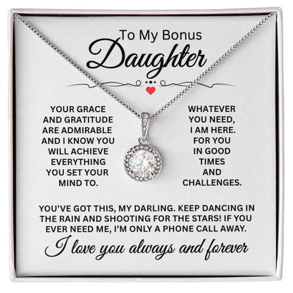 To My Bonus Daughter - Eternal Hope Necklace for Birthday, Graduation and Christmas