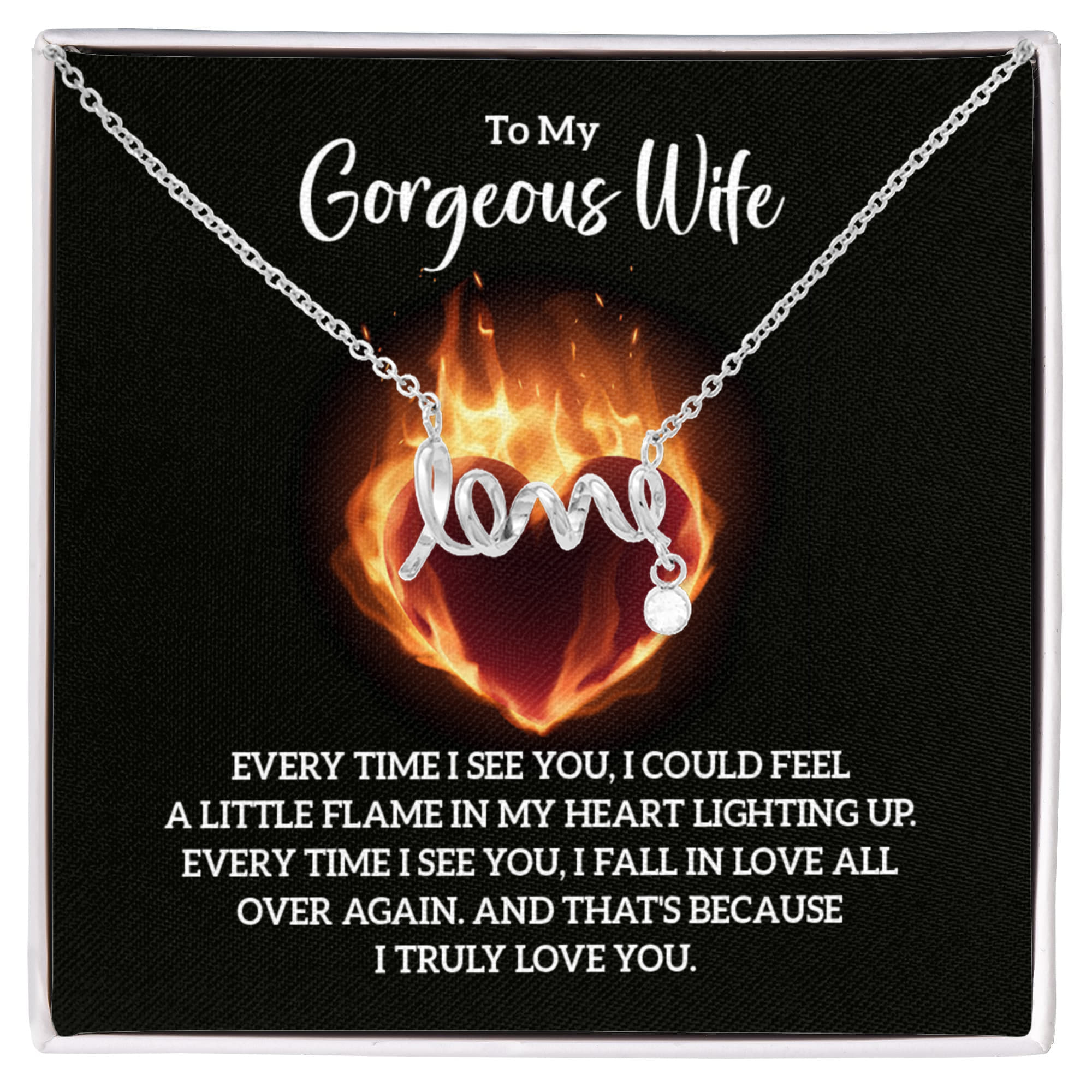 Best Gift for Wife from Husband - Emotional Love Jewelry for Birthday, Valentine’s Day, Anniversary & Christmas - Scripted Love Necklace