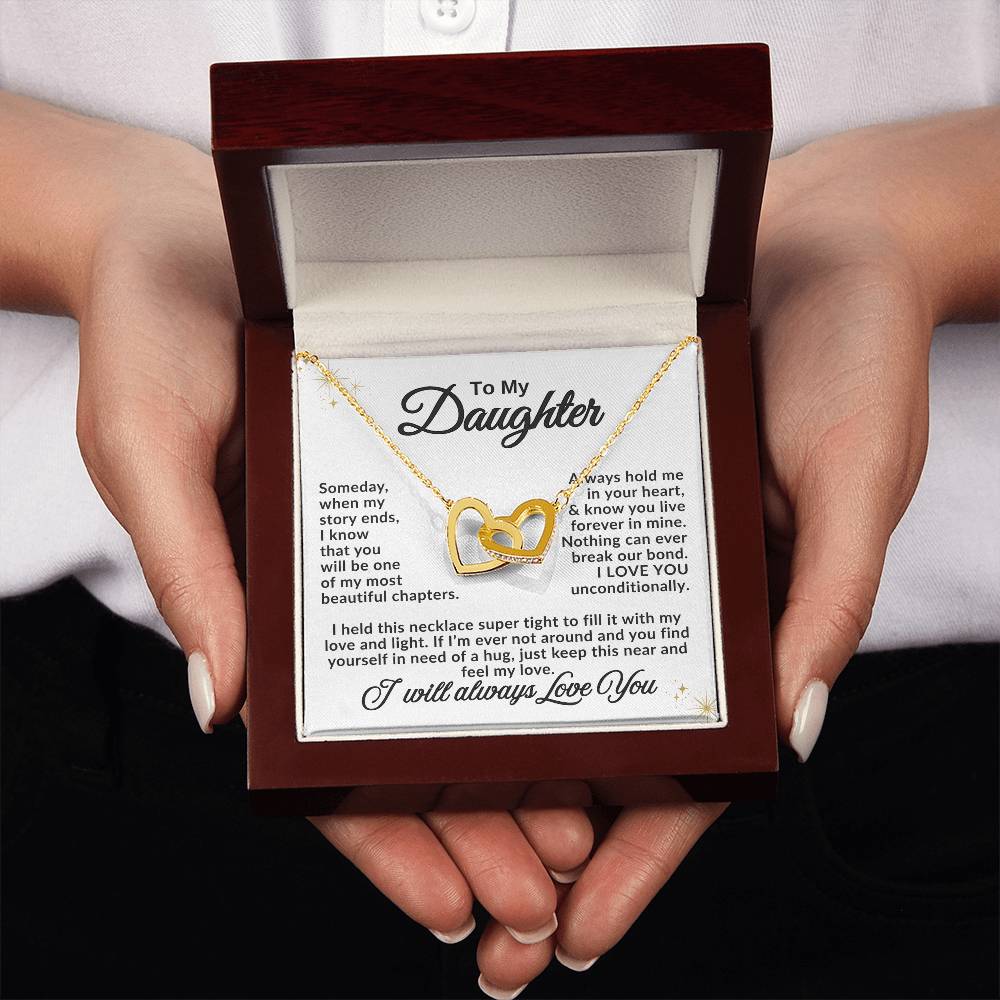 To My Daughter Necklace – Birthday Graduation Special Gift for Daughter – Interlocking Hearts Necklace