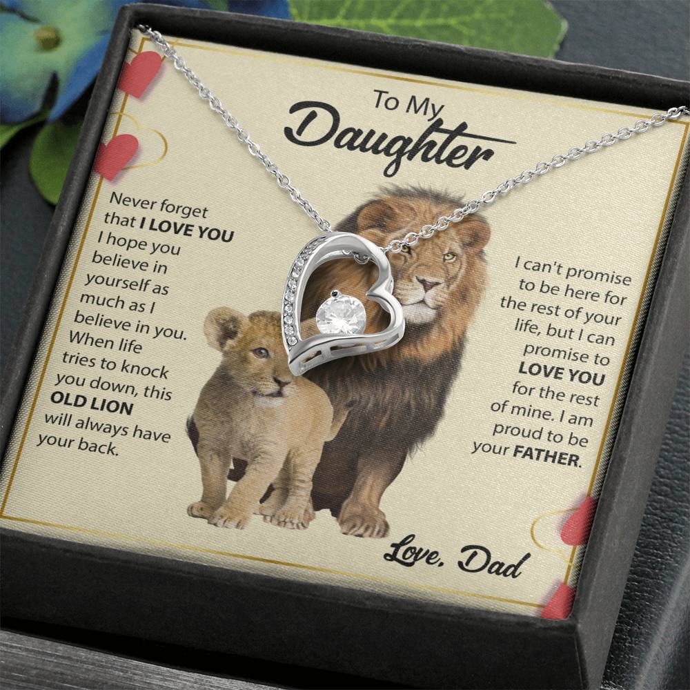 To My Daughter Necklace - Best Surprise Gift for Daughter from Dad for Graduation, Birthday & Christmas - Forever Love Necklace