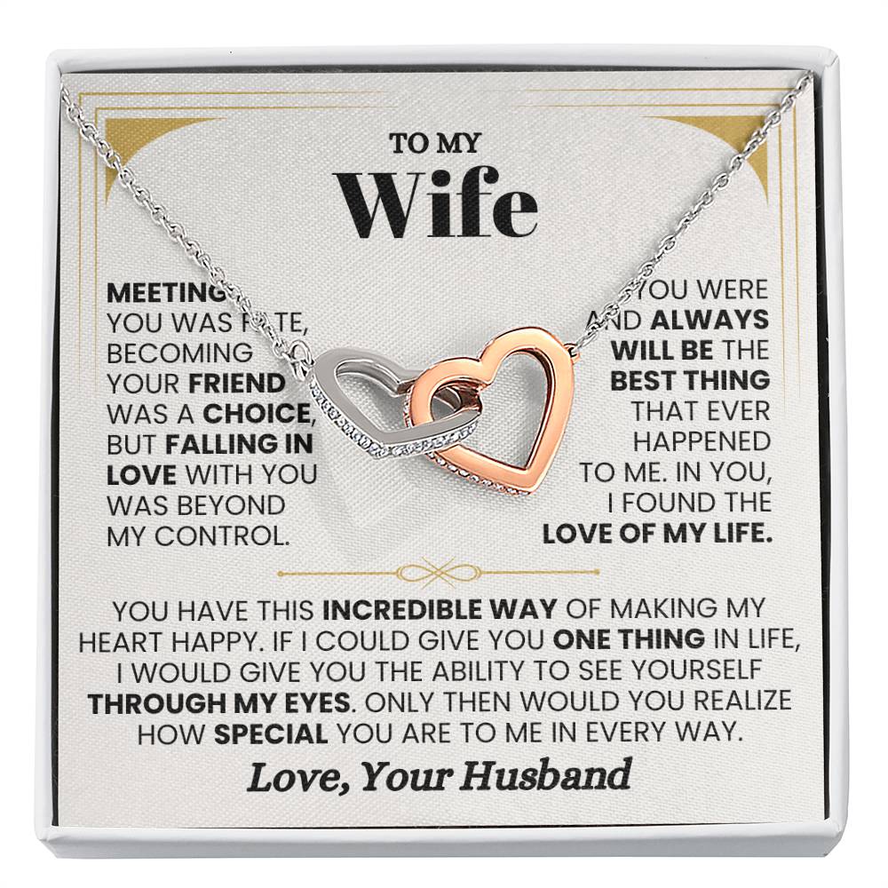 To My Wife Necklace - Perfect Romantic Gift from Husband - Interlocking Hearts Necklace