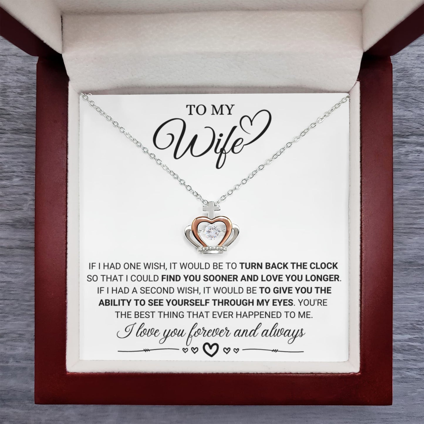 To My Wife Necklace - Anniversary Gift Idea from Husband - Crown Pendant Necklace