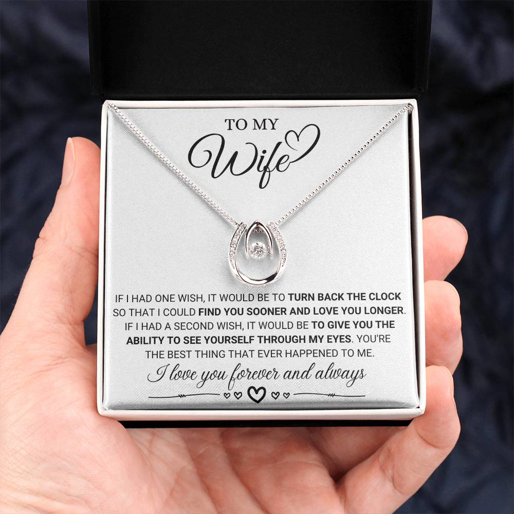 To My Wife Necklace - Sentimental Birthday Gift from Husband, Romantic Jewelry for Valentine’s Day & Holidays - Lucky In Love Necklace