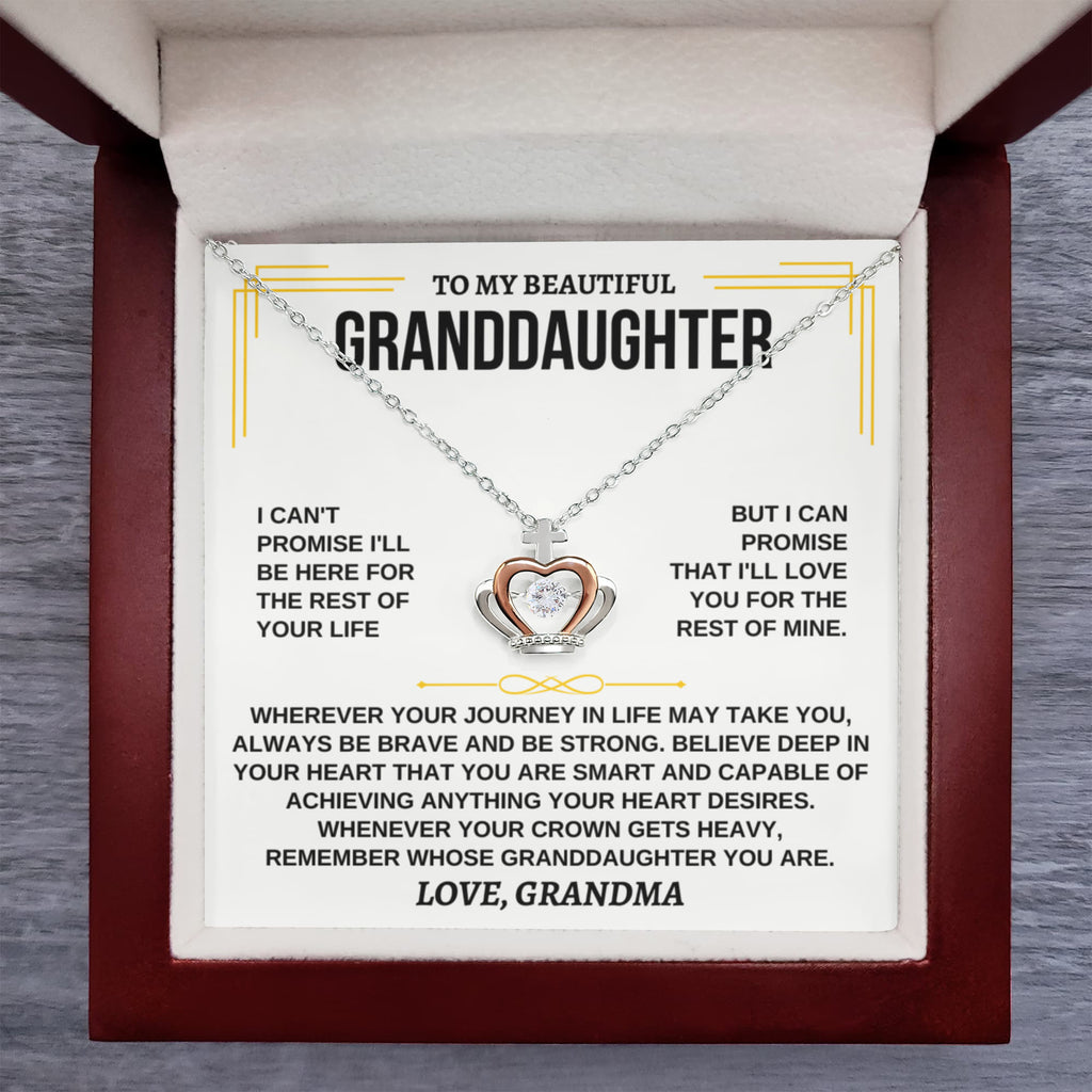 To My Granddaughter Necklace – Timeless Gift from Grandma for Granddaughter – Crown Pendant Necklace
