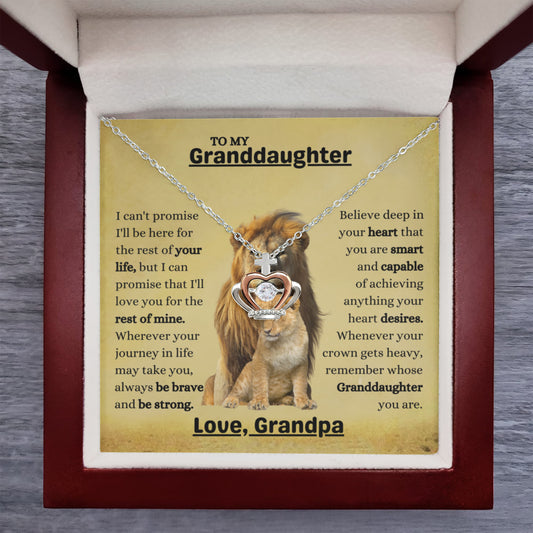 To My Granddaughter Necklace – Graduation & Christmas Gift from Grandpa – Crown Pendant Necklace