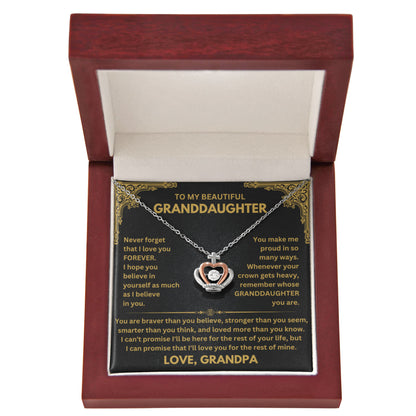 To My Granddaughter Necklace – Grandpa’s Gift for Granddaughter’s Birthday Graduation – Crown Pendant Necklace