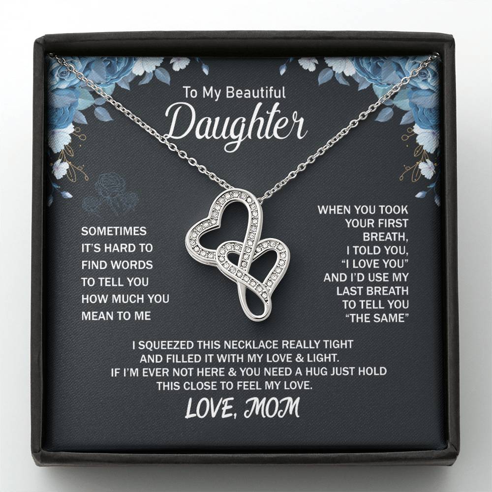 To My Daughter Necklace – Holiday Gift for Daughter Graduation from Mom – Heart-to-heart Pendant Necklace