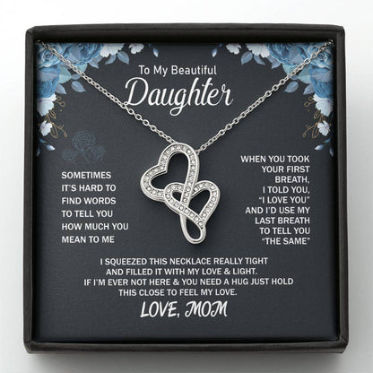 To My Daughter Necklace – Holiday Gift for Daughter Graduation from Mom – Heart-to-heart Pendant Necklace