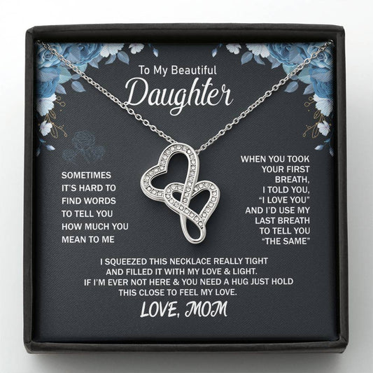 To My Daughter Necklace – Holiday Gift for Daughter Graduation from Mom – Heart-to-heart Pendant Necklace