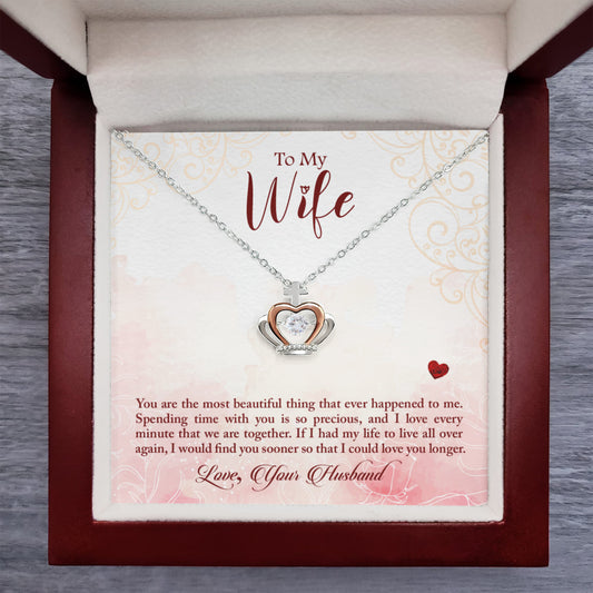 To My Wife Necklace - Loving Jewelry from Husband for Birthday, Valentine’s Day & Holidays - Crown Pendant Necklace
