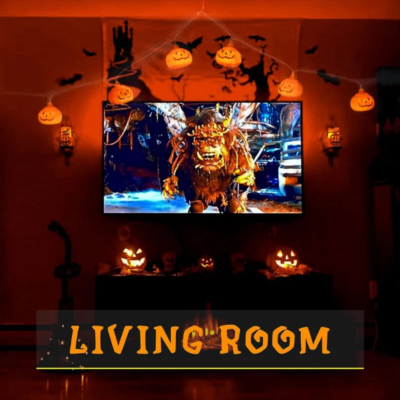 LED Pumpkin String Lights | Halloween Decorative Lights | 3m & 6m Options | Remote Control Modes | Plug-In & Battery Pumpkin Fairy Lights