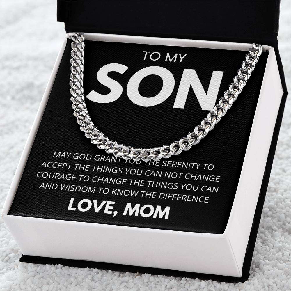 Men’s Cuban Link Necklace, Gift for Son from Mom, Fashionable Jewelry for Birthdays & Celebrations