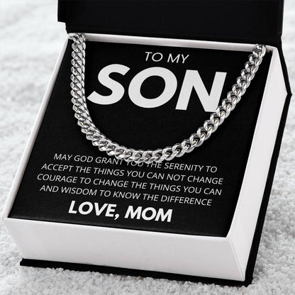 Men’s Cuban Link Necklace, Gift for Son from Mom, Fashionable Jewelry for Birthdays & Celebrations