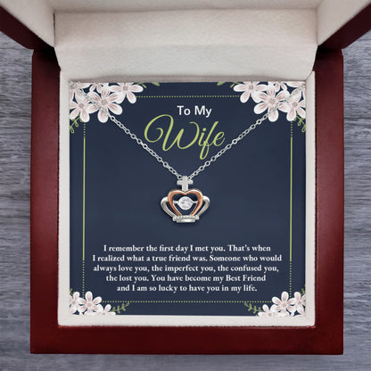 To My Wife Necklace - Romantic Gift for Anytime Love - Crown Pendant Necklace