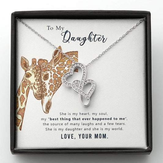 To My Daughter Necklace – Gift for Daughter from Mom – Heart-to-heart Pendant Necklace