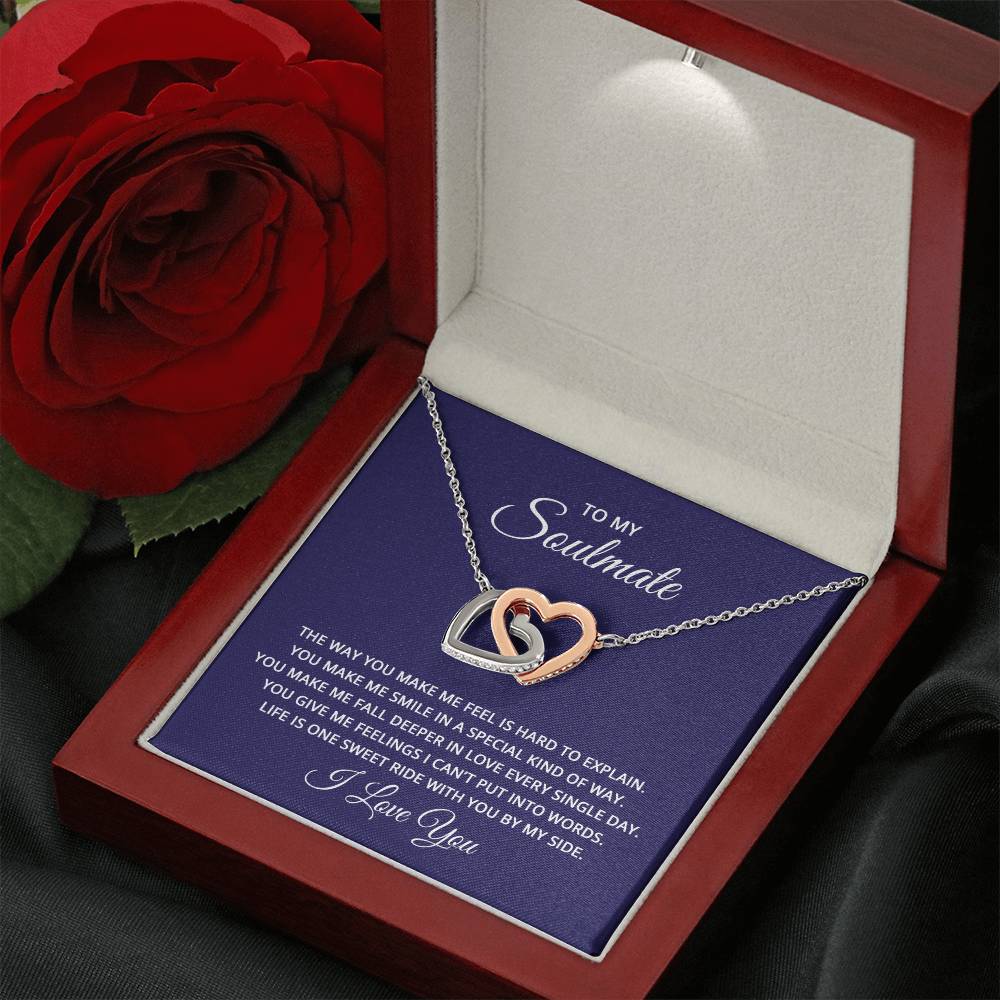 To My Soulmate Necklace - Long Distance Soulmate Gift for Valentine’s Day & Special Days - Interlocking Hearts Necklace