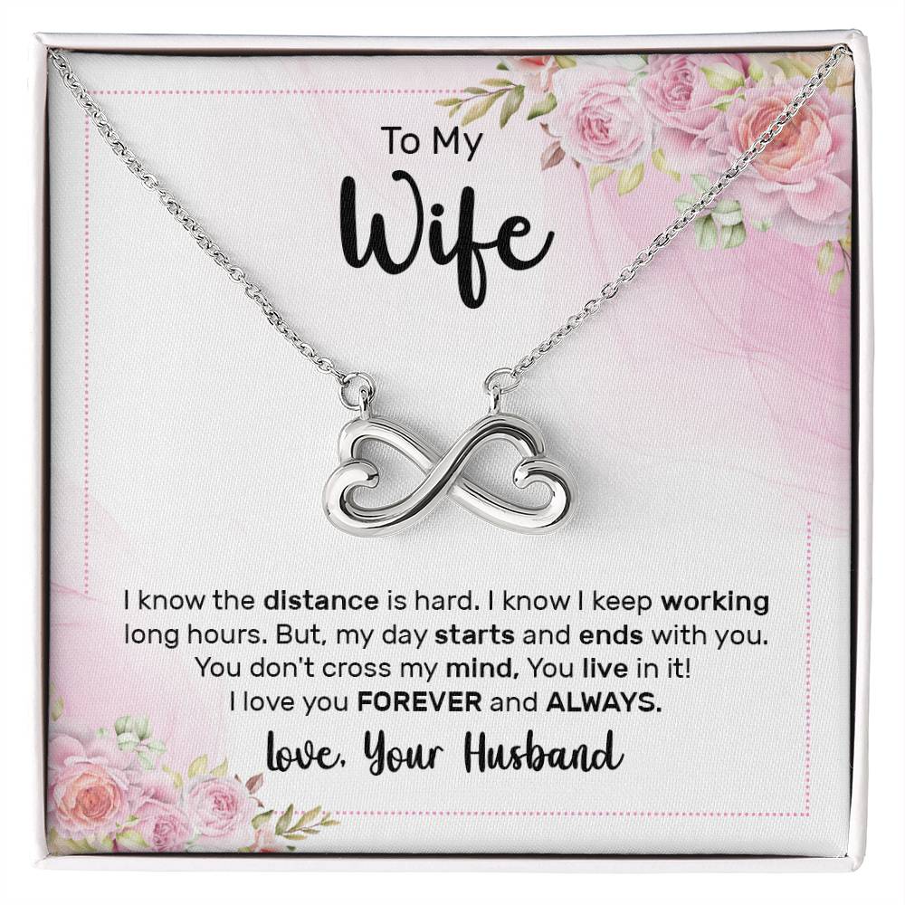 To My Wife Necklace - Beautiful Wife Jewelry Gift for Birthday, Valentine’s Day & Special Romantic Moments - Endless Love Necklace