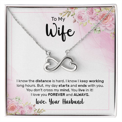 To My Wife Necklace - Beautiful Wife Jewelry Gift for Birthday, Valentine’s Day & Special Romantic Moments - Endless Love Necklace