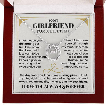 To My Girlfriend Necklace - Soulmate Jewelry Gift for Valentine’s Day, Birthday - Lucky In Love Necklace