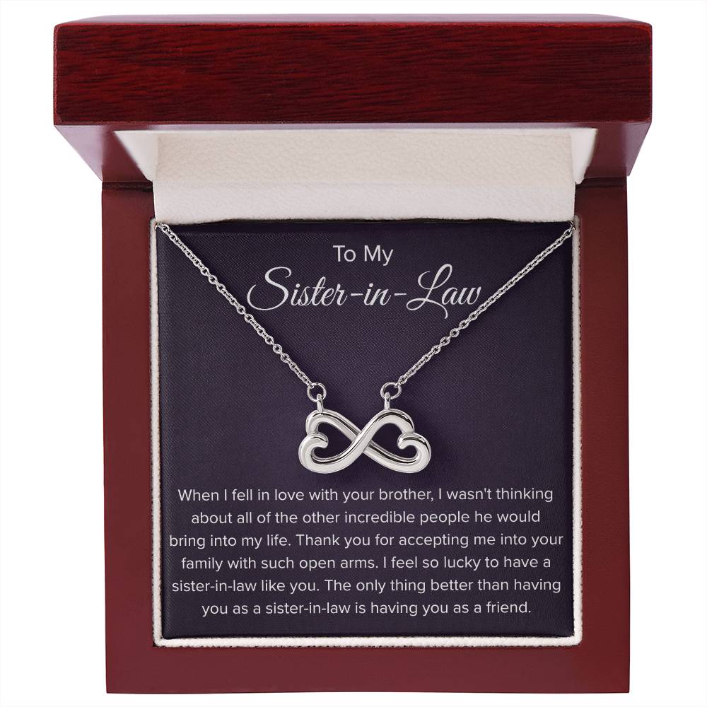 To My Sister In Law - Thank You for Accepting Me - Endless Love Necklace
