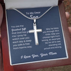To Dear My Son - You are the greatest gift - Gift for Son from Mom - Artisan Cross Necklace