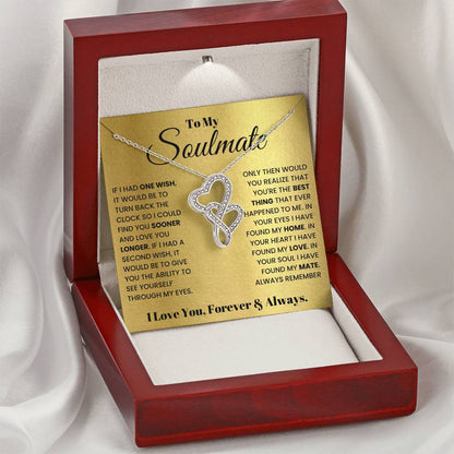 To My Soulmate Necklace - Romantic Gift for Special Occasions & Just Because Love - Heart-to-heart Pendant Necklace