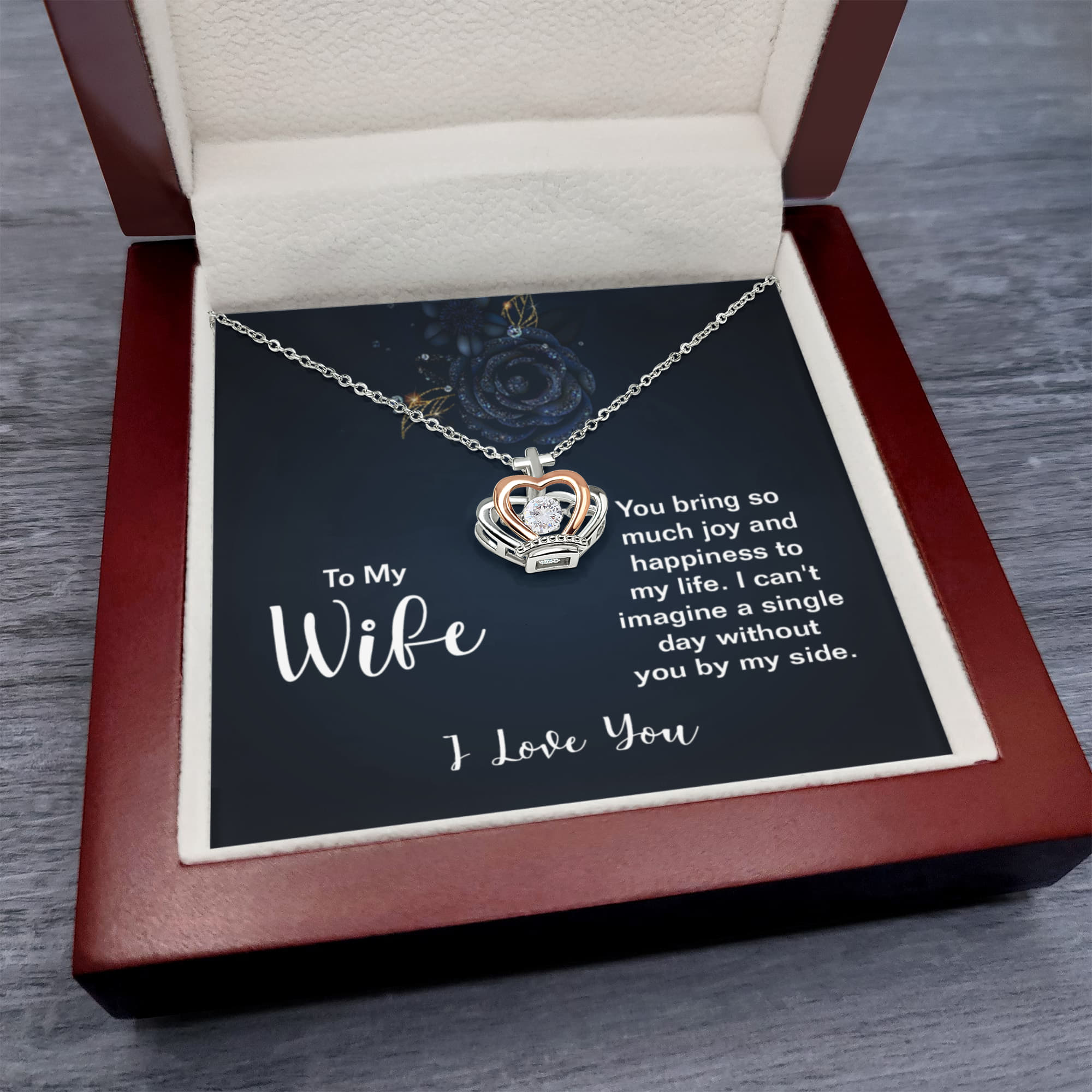 To My Wife Necklace - Birthday Gift from Husband Jewelry - Crown Pendant Necklace
