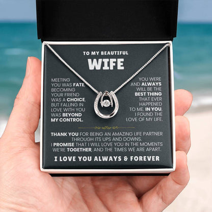 To My Beautiful Wife Necklace - Romantic Husband to Wife Jewelry for Birthday, Valentine’s Day & Special Celebrations - Lucky In Love Necklace