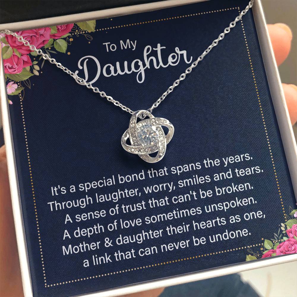 To My Daughter Necklace – Top Gift for Daughter Birthday Graduation – Love Knot Necklace