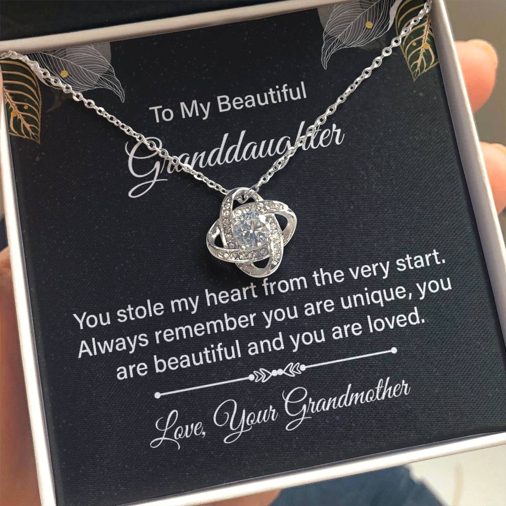 To My Granddaughter Necklace – Gift from Grandmother for Any Special Occasion – Love Knot Necklace