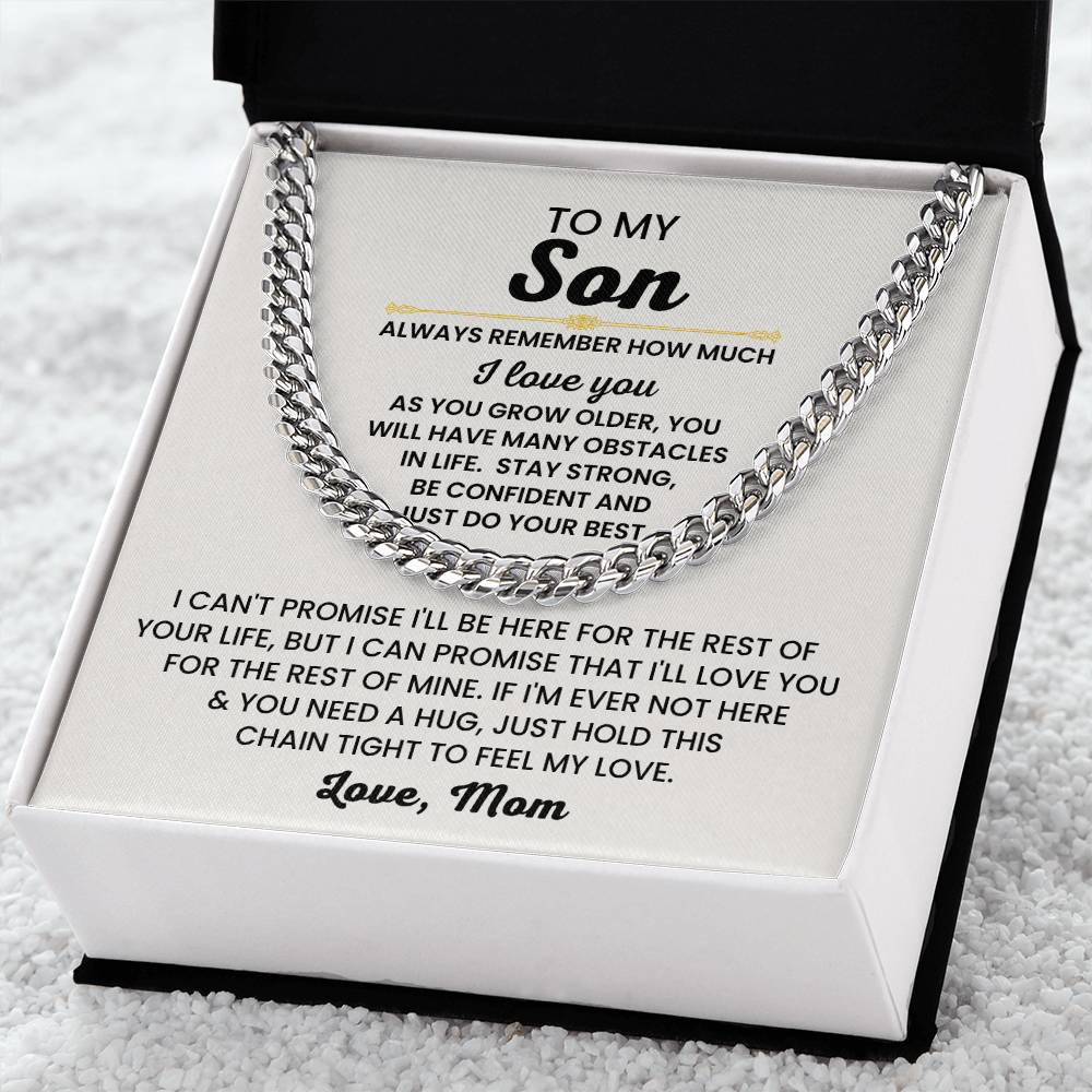 To My Son Necklace - Always remember how much I love you - Cuban Link Chain Gift for Son