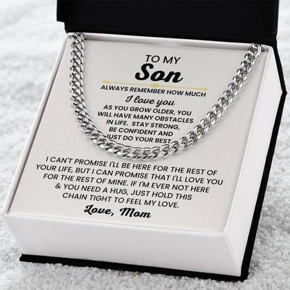 To My Son Necklace - Always remember how much I love you - Cuban Link Chain Gift for Son