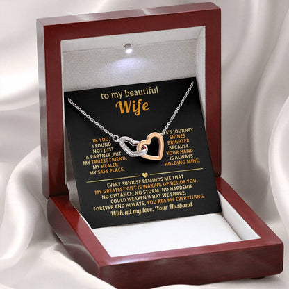 Thoughtful Romantic Wife Gift - Jewelry from Husband for Any Occasion - Interlocking Hearts Necklace