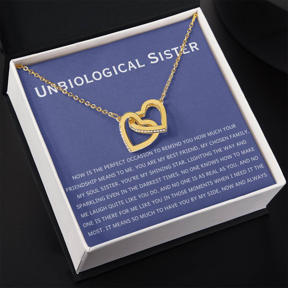 Unbiological Sister Necklace - Gift for Bonus Sister - Interlocking Hearts Necklace