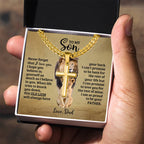 To My Son - Son Present from Dad - I am so proud to be your father - Artisan Cross with Cuban Link Chain