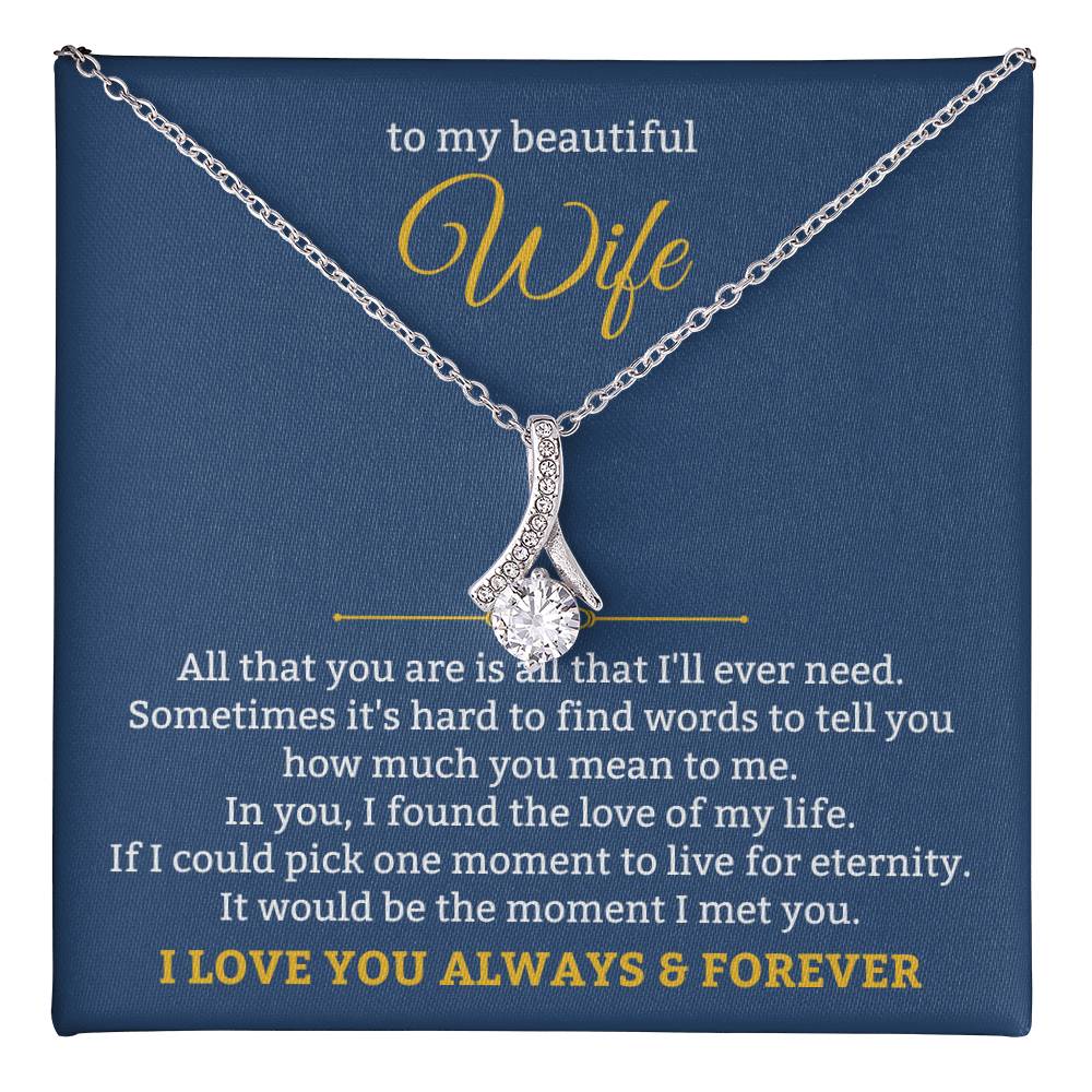 To My Beautiful Wife Necklace - Unforgettable Husband Gift, Emotional Jewelry for Anniversary & Valentine’s Day - Alluring Beauty Necklace