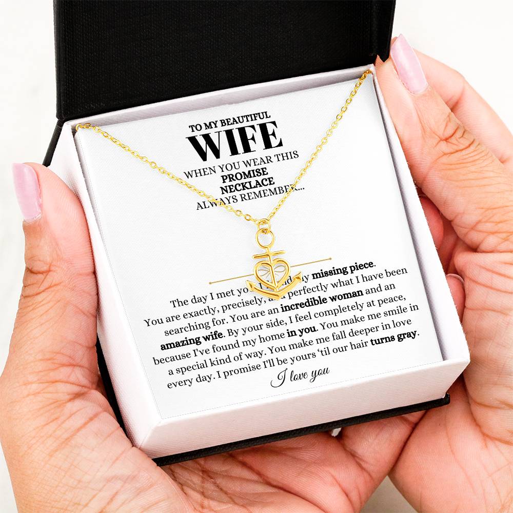 To My Wife Necklace - Perfect Gift from Husband for Birthday, Christmas & Valentine’s Day - Anchor Pendant Necklace