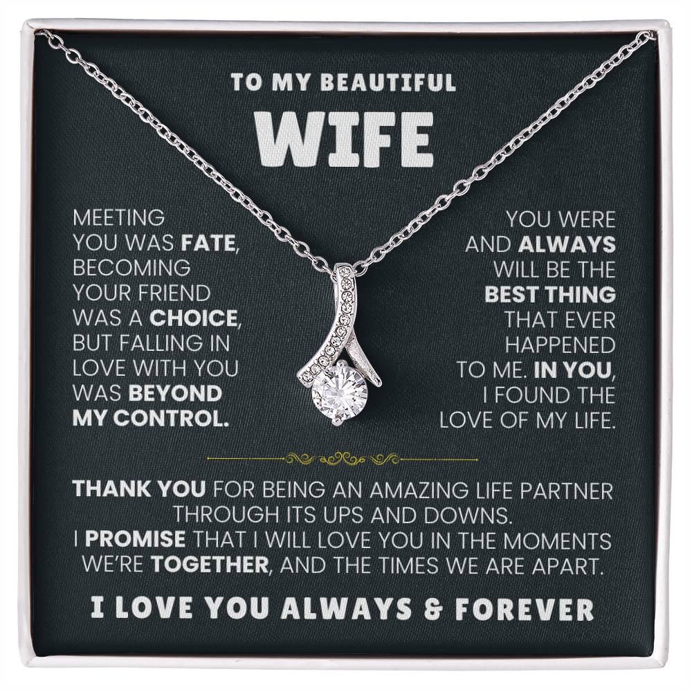 To My Beautiful Wife Necklace - Emotional Jewelry Gift for Wife from Husband to Celebrate Love Every Day - Alluring Beauty Necklace